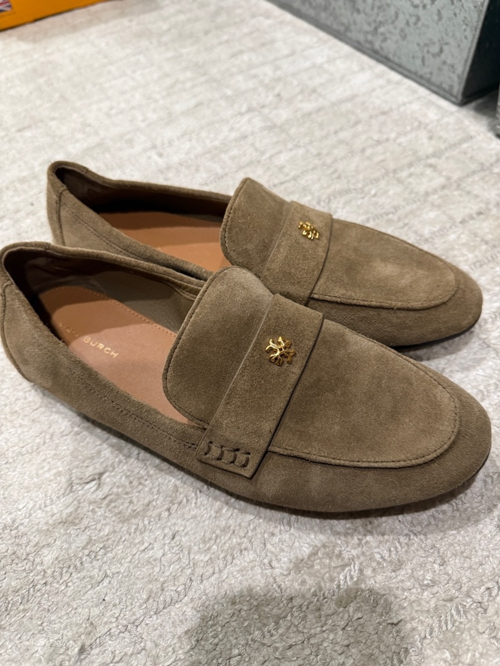 Tory Burch Suede Ballet Loafers in River Rock - Picture 5 of 7